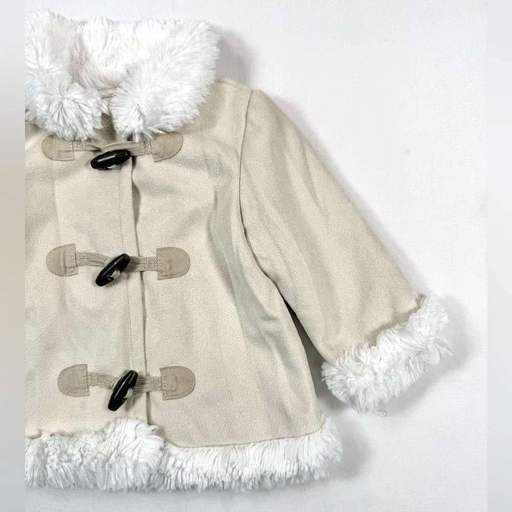 GYMBOREE Baby Girl Faux Suede Toggle Coat 6-12M Cozy‎ Winter Cottagecore Preppy